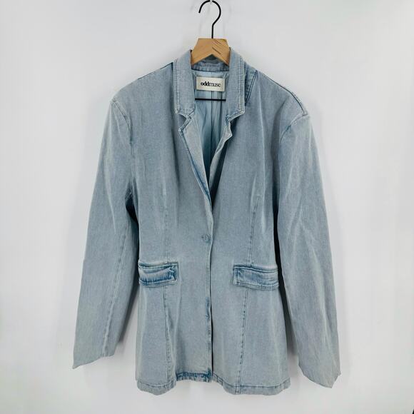 Oddmuse London Light Wash Denim Blazer Jacket Size XXL Classic Capsule Wardrobe - Picture 6 of 6